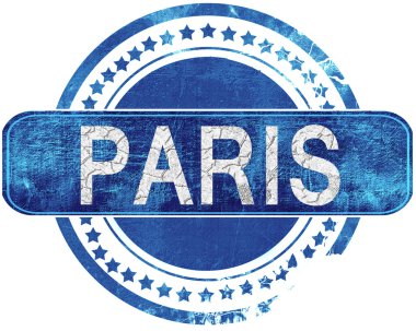 Paris grunge mavi pul. Beyaz izole.