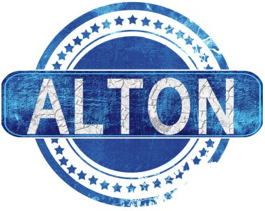 Alton grunge mavi pul. Beyaz izole.