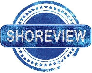 Shoreview grunge mavi pul. Beyaz izole.