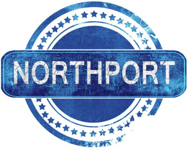 northport grunge mavi pul. Beyaz izole.