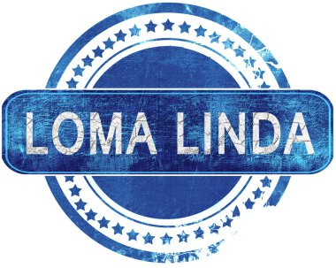 Loma linda grunge mavi pul. Beyaz izole.