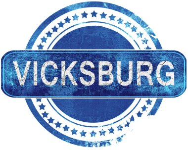 Vicksburg grunge mavi pul. Beyaz izole.