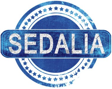 Sedalia grunge mavi pul. Beyaz izole.