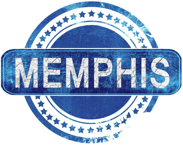 Memphis selo azul grunge. Isolado em branco . — Fotografia de Stock