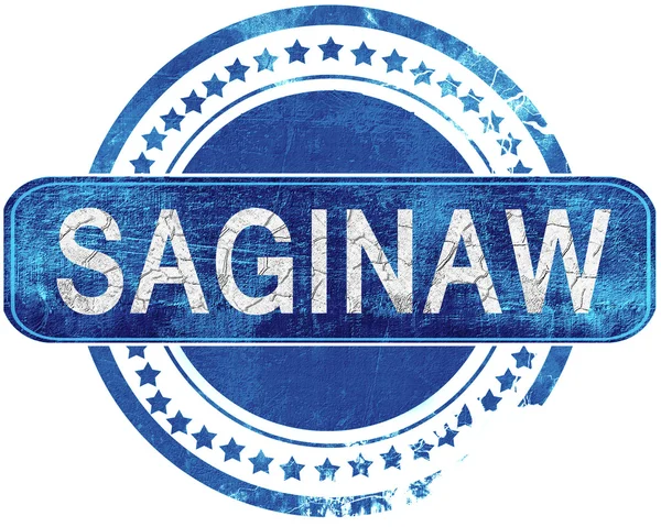 Saginaw grunge blauwe stempel. Geïsoleerd op wit. — Stockfoto