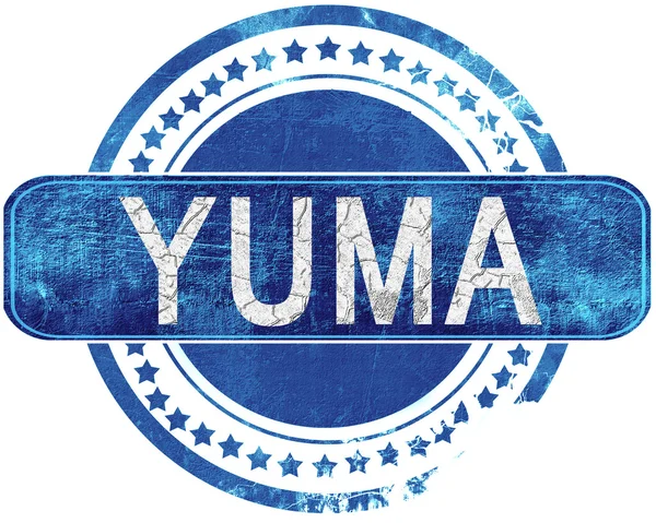 Yuma grunge mavi pul. Beyaz izole.