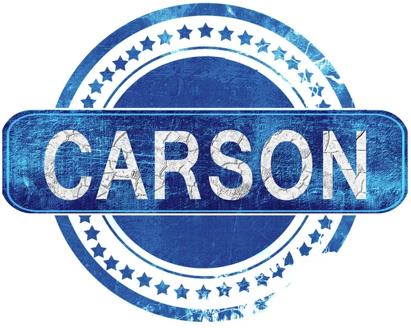 Carson grunge blauwe stempel. Geïsoleerd op wit. — Stockfoto