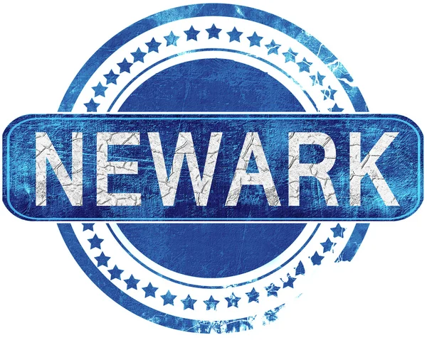 Newark grunge mavi pul. Beyaz izole.