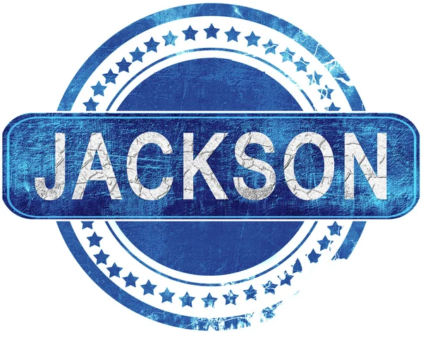 Jackson kék grunge-bélyeg. Elszigetelt fehér. — Stock Fotó