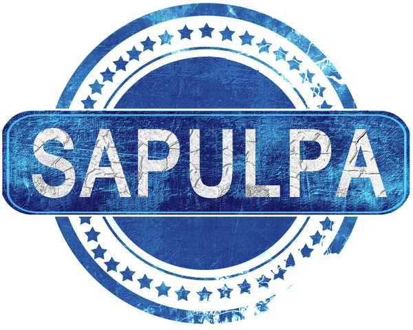 Sapulpa grunge mavi pul. Beyaz izole.