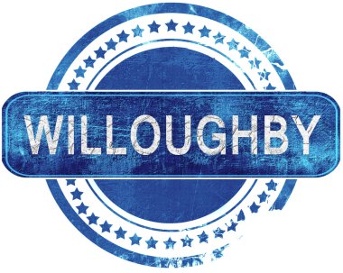 Willoughby grunge mavi pul. Beyaz izole.