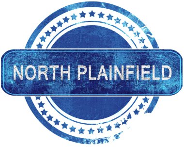 North plainfield grunge mavi pul. Beyaz izole.
