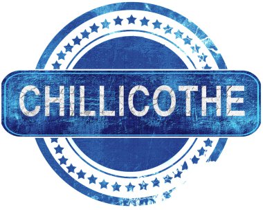 Chillicothe grunge mavi pul. Beyaz izole.