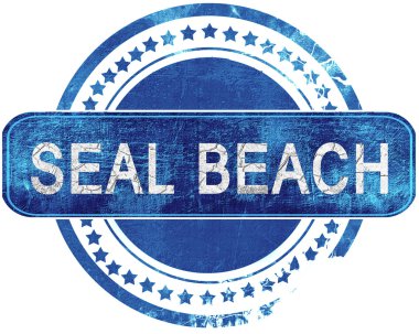Seal beach grunge mavi pul. Beyaz izole.