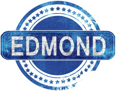 Edmond grunge mavi pul. Beyaz izole.