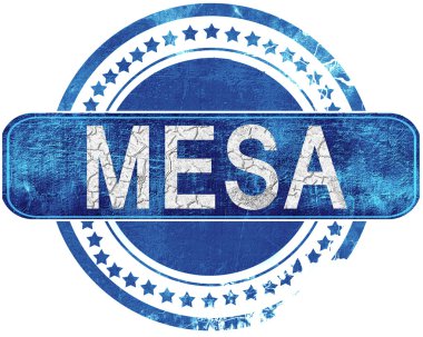 Mesa grunge mavi pul. Beyaz izole.