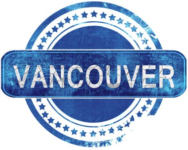 Vancouver grunge mavi pul. Beyaz izole.