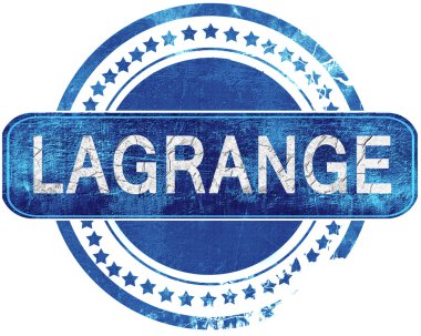 Lagrange grunge mavi pul. Beyaz izole.