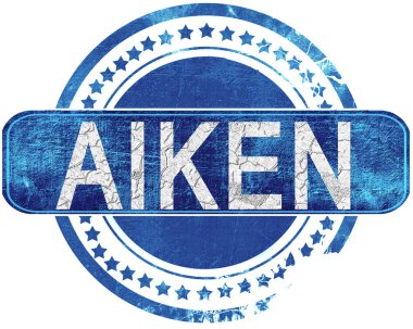 Aiken grunge mavi pul. Beyaz izole.