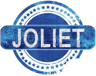 Joliet grunge mavi pul. Beyaz izole.