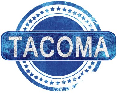 Tacoma grunge mavi pul. Beyaz izole.