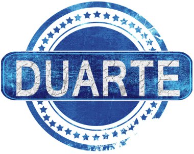 Duarte grunge mavi pul. Beyaz izole.