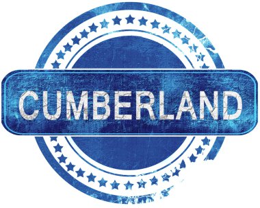 Cumberland grunge mavi pul. Beyaz izole.