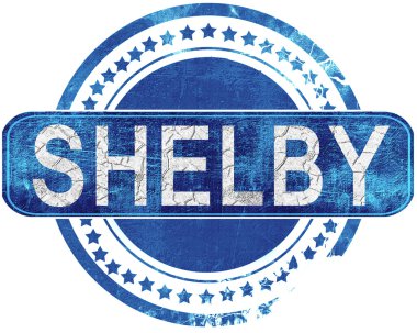 Shelby grunge mavi pul. Beyaz izole.