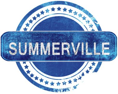 Summerville grunge mavi pul. Beyaz izole.