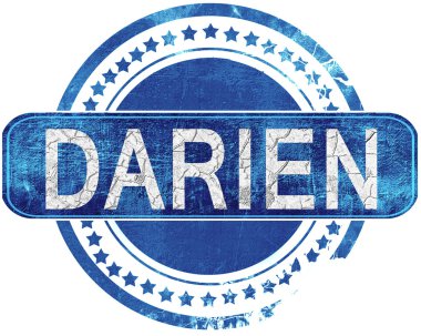 Darien grunge mavi pul. Beyaz izole.