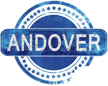 Andover grunge mavi pul. Beyaz izole.