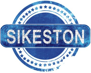 Sikeston grunge mavi pul. Beyaz izole.