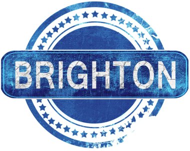 Brighton grunge mavi pul. Beyaz izole.