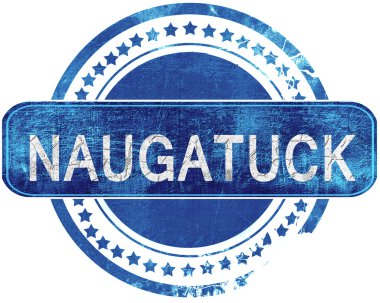 Naugatuck grunge mavi pul. Beyaz izole.