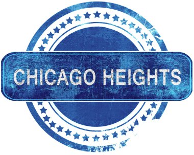 Chicago heights grunge mavi pul. Beyaz izole.