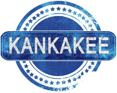 Kankakee grunge mavi pul. Beyaz izole.