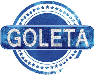 Goleta grunge mavi pul. Beyaz izole.