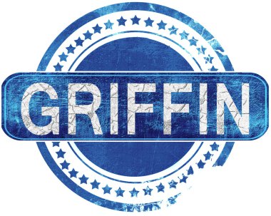 Griffin grunge mavi pul. Beyaz izole.