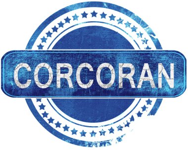 Corcoran grunge mavi pul. Beyaz izole.