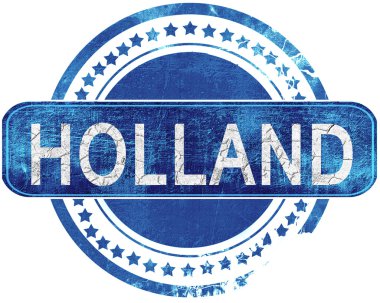 Hollanda grunge mavi pul. Beyaz izole.