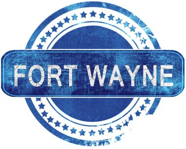 Fort wayne grunge mavi pul. Beyaz izole.