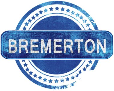 Bremerton grunge mavi pul. Beyaz izole.