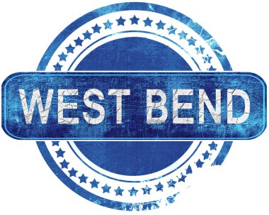 West bend grunge mavi pul. Beyaz izole.