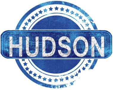 Hudson grunge mavi pul. Beyaz izole.