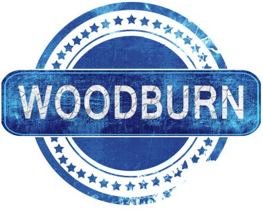 Woodburn grunge mavi pul. Beyaz izole.