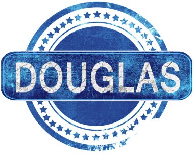 Douglas grunge mavi pul. Beyaz izole.