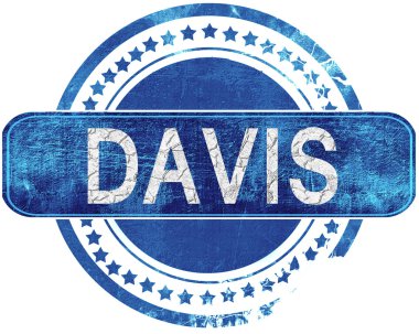 Davis grunge mavi pul. Beyaz izole.