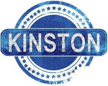 Kinston grunge mavi pul. Beyaz izole.