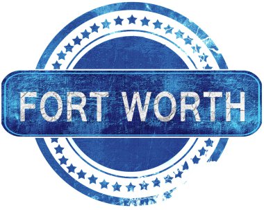 Fort worth grunge mavi pul. Beyaz izole.