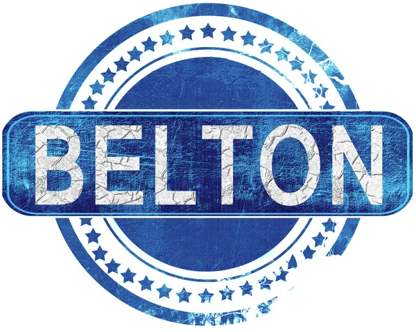 Belton grunge mavi pul. Beyaz izole.